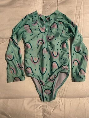 jumping beans Mint Green Rainbow Heart Swimsuit